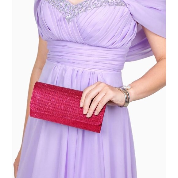 ⚡  Women's Rose Evening Sparkling Button Closure Party Wedding Clutch Handbag - Picture 3 of 6